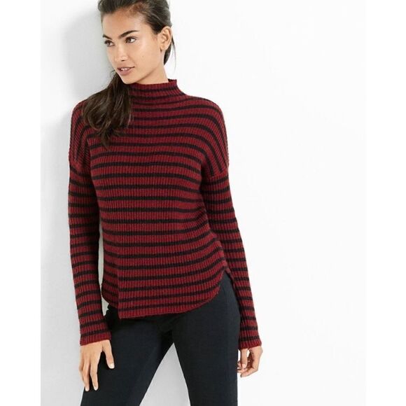 Express vintage Black Burgundy Striped Sweater mohair wool size small - Picture 1 of 9